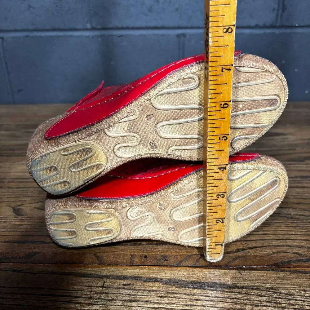 Spring Step L’Artiste Inocencia Red Leather Laser Cut Wedge Sandals EU 39 US 8.5